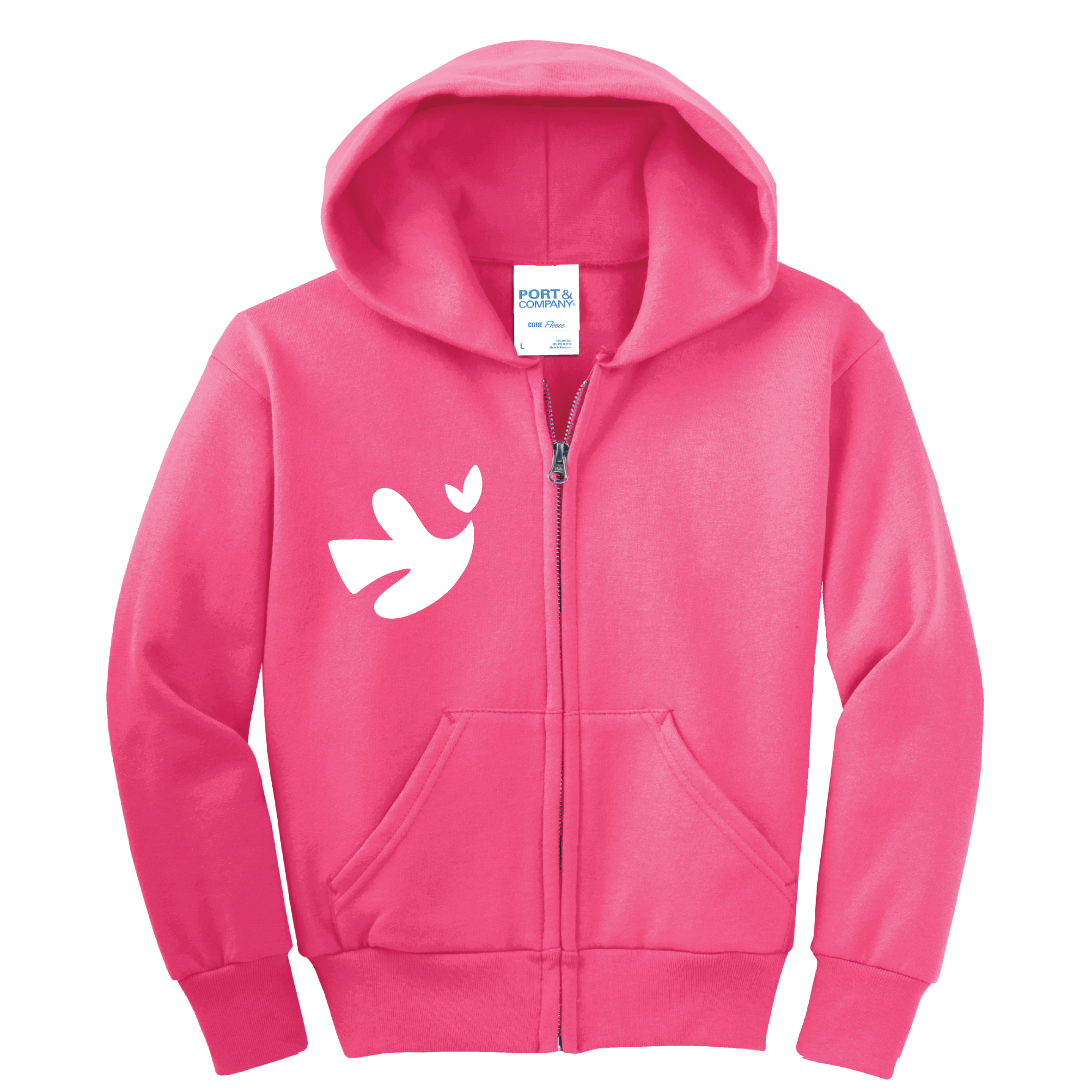 Youth Port & Company Soft Zipper Hoodie – Hot Pink